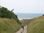 auf dem Baunvej zum Strand rennen