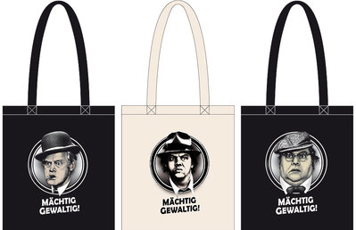 Baumwolltaschen mit den Köpfen von<br />Egon, Benny und Kjeld