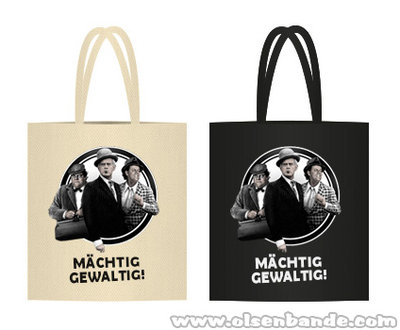 Baumwolltasche mit Egon, Benny und Kjeld (2014), Foto: Pukemusic