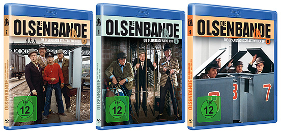 Die Olsenbanden-Filme auf Blu-Ray von Icestorm. (Cover zu Film 7-9)